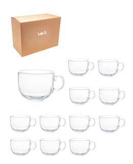 Foto 1 | Foto 1 | Taza Grande De Vidrio Para Café O Capuchino 470 Ml Jumbo Lab.g 12 Pzs, Transparente
