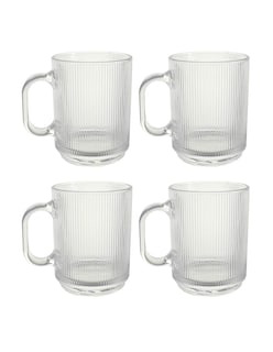 Foto 1 | Foto 1 | Set 4 Tazas De Vidrio Para Café Transparente Acanalada 430ml