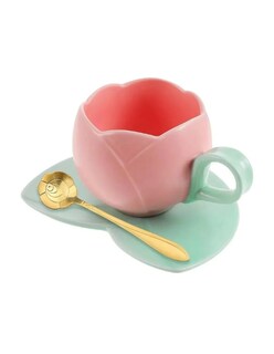 Foto 2 | Foto 2 | Taza Para Café Cerámica Tulipán Con Cuchara + Gratis Termo Güish De Regalo