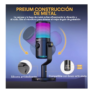 Foto 5 | Foto 5 | Micrófono Gamer Lab.g Condensador Usb Podcast Pc Dm30 Rgb Negro