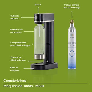 Foto 4 | Foto 4 | Maquina de Sodas Avera Ms01 color Negro Cilindro Co2 Incluido Gasificadora