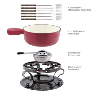 Foto 3 | Foto 3 | Set De Fondue De Queso Swissmar Lugano, Hierro Fundido, 2 Litros, Rojo Cereza - Venta Internacional.