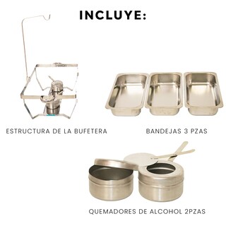 Foto 5 | Foto 5 | Bufetera Chafer 3 Espacios De Acero Inoxidable Para Chef