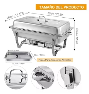 Foto 2 | Foto 2 | Bufetera 3 Espacios de Acero Inoxidable para Chef Comedor