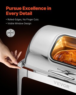 Foto 3 | Foto 3 | Plato Para Rozaduras Vevor Con Tapa Enrollable De Acero Inoxidable De 9 Litros, 1 Paquete, Plateado - Venta Internacional.