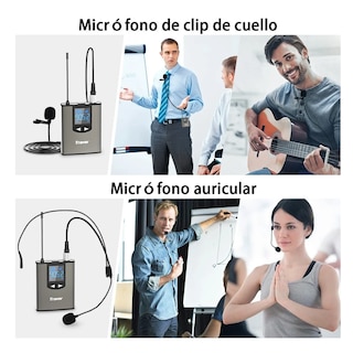 Foto 3 | Foto 3 | Micrófono Inalámbrico De Solapa Uhf 2 Con Audífonos Eo Safe Imports Esi-2966 Gris
