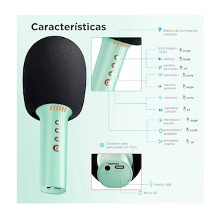 Foto 2 | Foto 2 | Micrófono Inalámbrico de Karaoke Belug Verde con Bluetooth y Bocina