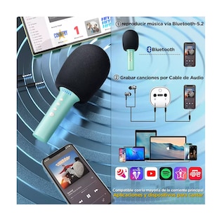 Foto 4 | Foto 4 | Micrófono Inalámbrico de Karaoke Belug Verde con Bluetooth y Bocina