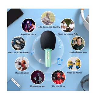 Foto 5 | Foto 5 | Micrófono Inalámbrico de Karaoke Belug Verde con Bluetooth y Bocina
