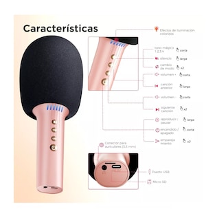 Foto 2 | Foto 2 | Micrófono Inalámbrico de Karaoke Belug Rosa con Bluetooth y Bocina