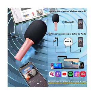 Foto 4 | Foto 4 | Micrófono Inalámbrico de Karaoke Belug Rosa con Bluetooth y Bocina