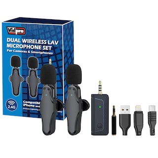 Foto 2 | Foto 2 | Set De Micrófonos Lavalier Inalámbricos Vidpro Para 2 Personas Con Alcance De 18 M - Venta Internacional.