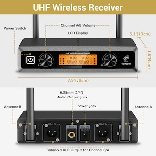Foto 3 | Foto 3 | Sistema De Micrófonos Inalámbricos Tonor Uhf Con Auriculares/lavalier - Venta Internacional.