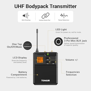 Foto 4 | Foto 4 | Sistema De Micrófonos Inalámbricos Tonor Uhf Con Auriculares/lavalier - Venta Internacional.