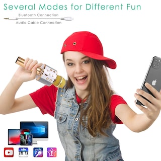 Foto 4 | Foto 4 | Micrófono De Karaoke Kidwill Inalámbrico Bluetooth Para Niños, Color Dorado - Venta Internacional.