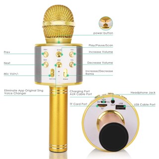Foto 7 | Foto 7 | Micrófono De Karaoke Kidwill Inalámbrico Bluetooth Para Niños, Color Dorado - Venta Internacional.
