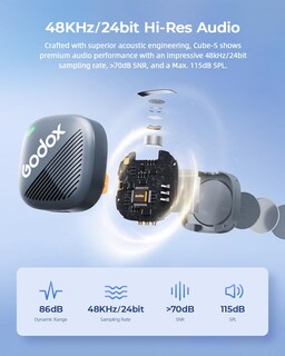 Foto 2 | Foto 2 | Micrófono Lavalier Inalámbrico Godox Cube-sc Kit2 Para Iphone Y Android - Venta Internacional.