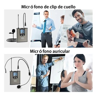 Foto 3 | Foto 3 | Language Micrófono Inalámbrico De Solapa Uhf 2 Con Audífonos Eo Safe Imports Esi-2966-1 Gris