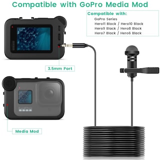 Foto 3 | Foto 3 | Micrófono Lavalier Weishan Compatible Con Gopro Hero11 Negro - Venta Internacional.