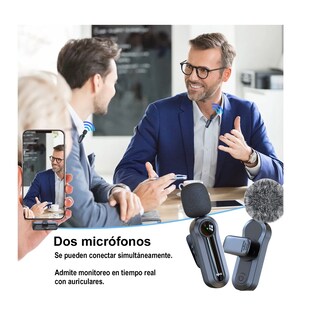 Foto 2 | Foto 2 | 2 Pcs Micrófono Inalámbrico Para Iphone Ipad Android Negro