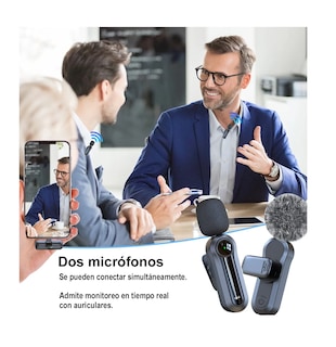 Foto 2 | Foto 2 | 2 Pcs Micrófono Inalámbrico Para Iphone Ipad Android Negro