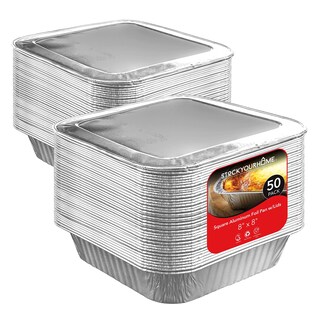 Foto 1 | Foto 1 | Moldes Para Tartas Stock Your Home, 8 Cuadrados (paquete De 50) De Aluminio Con Tapas - Venta Internacional.