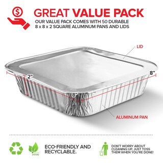 Foto 2 | Foto 2 | Moldes Para Tartas Stock Your Home, 8 Cuadrados (paquete De 50) De Aluminio Con Tapas - Venta Internacional.