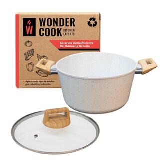 Foto 1 | Foto 1 | Cacerola Antiadherente Wonder Cook con Tapa 24 cm Mármol Granito Libre Pfoa