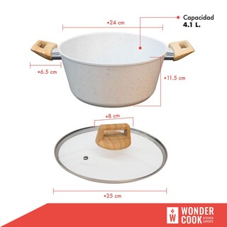 Foto 3 | Foto 3 | Cacerola Antiadherente Wonder Cook con Tapa 24 cm Mármol Granito Libre Pfoa