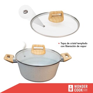 Foto 7 | Foto 7 | Cacerola Antiadherente Wonder Cook con Tapa 24 cm Mármol Granito Libre Pfoa