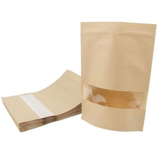 Foto 1 | Foto 1 | Bolsas Stand Up Con Zipper Ventana, Greenlife, Mxsbg-010, 2paqs, 100pzs, 16x26cm, 450gr, Ventana Cuadrada , Café Kraft,