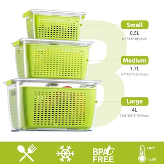 Foto 4 | Foto 4 | Organizador De Nevera Fresh Container Luxear Produce Saver, Paquete De 3 - Venta Internacional.