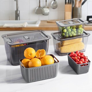 Foto 6 | Foto 6 | Contenedores De Almacenamiento Luxear Para Frutas Y Verduras Frescas, Paquete De 3, Color Gris - Venta Internacional.