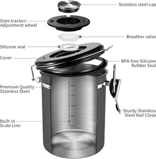 Foto 5 | Foto 5 | Bote De Café Veken Hermético De Acero Inoxidable 650 Ml Gris - Venta Internacional.