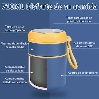 Foto 3 | Foto 3 | Lonchera Térmica de Acero Inoxidable Eo Safe Imports ESI-11439 Azul 710 ml