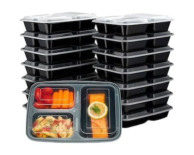 Foto 1 | Foto 1 | Bluelander Contenedores Para Alimentos Set De 20 Piezas Con 3 Divisiones Reutilizables, Juego De 20 Piezas, Rectangulares Con Ta