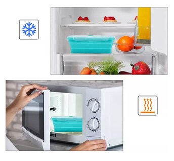 Foto 4 | Foto 4 | Loncheras Plegables Y Herméticas De Silicona P/comida 4 Pzs, Azul