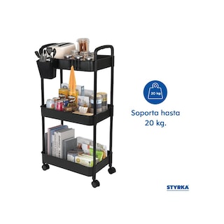 Foto 6 | Foto 6 | Carrito Organizador STYRKA Negro Multiusos 3 Niveles