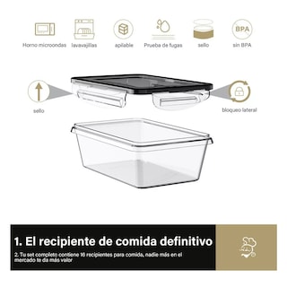 Foto 3 | Foto 3 | Contenedores Plásticos Herméticos Para Almacenar 16 Piezas Con Tapa, Transparente