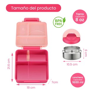 Foto 2 | Foto 2 | Happy Life Lonchera Para Niña Tipo Omiebox: Tarro Bento Box 4 Compartimento Modulables Gran Capacidad Sellado Hermético Bpa Free