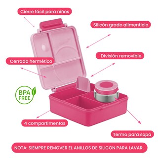 Foto 6 | Foto 6 | Happy Life Lonchera Para Niña Tipo Omiebox: Tarro Bento Box 4 Compartimento Modulables Gran Capacidad Sellado Hermético Bpa Free