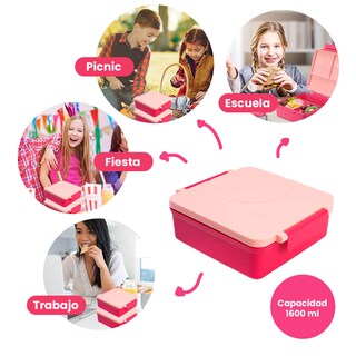 Foto 7 | Foto 7 | Happy Life Lonchera Para Niña Tipo Omiebox: Tarro Bento Box 4 Compartimento Modulables Gran Capacidad Sellado Hermético Bpa Free