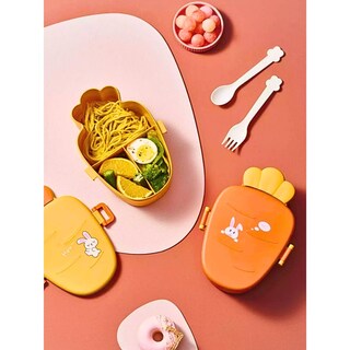 Foto 3 | Foto 3 | Lonchera Creativa Portátil De Plástico Con Compartimentos Naranja