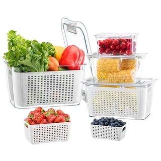 Foto 1 | Foto 1 | Recipientes Para Nevera Para Frutas Y Verduras Luxear Con Tapas, Paquete De 4 - Venta Internacional.
