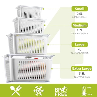 Foto 2 | Foto 2 | Recipientes Para Nevera Para Frutas Y Verduras Luxear Con Tapas, Paquete De 4 - Venta Internacional.