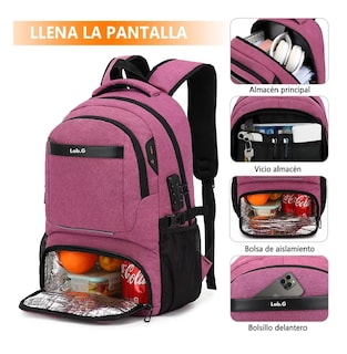 Foto 4 | Foto 4 | Mochila De Almuerzo Antirrobo Impermeable A Portátil 15,6i Purpura