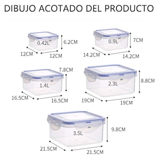 Foto 2 | Foto 2 | Contenedores Plástico Sellado Cuadrado Eo Safe Imports Esi-18940 Transparente
