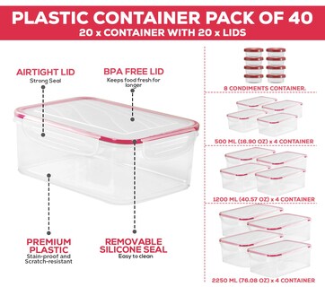 Foto 2 | Foto 2 | Contenedores De Almacenamiento De Alimentos Utopia Kitchen Herméticos, Juego De 40 Piezas - Venta Internacional.