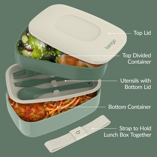 Foto 5 | Foto 5 | Bento Box Bentgo Classic Con 3 Compartimentos Y Juego De Utensilios, Color Caqui - Venta Internacional.
