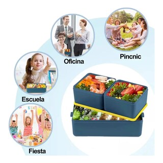 Foto 4 | Foto 4 | Lunch Box 2 Niveles Fiambrera Desmontable Azul Con Amarillo Lab.g Multicolor